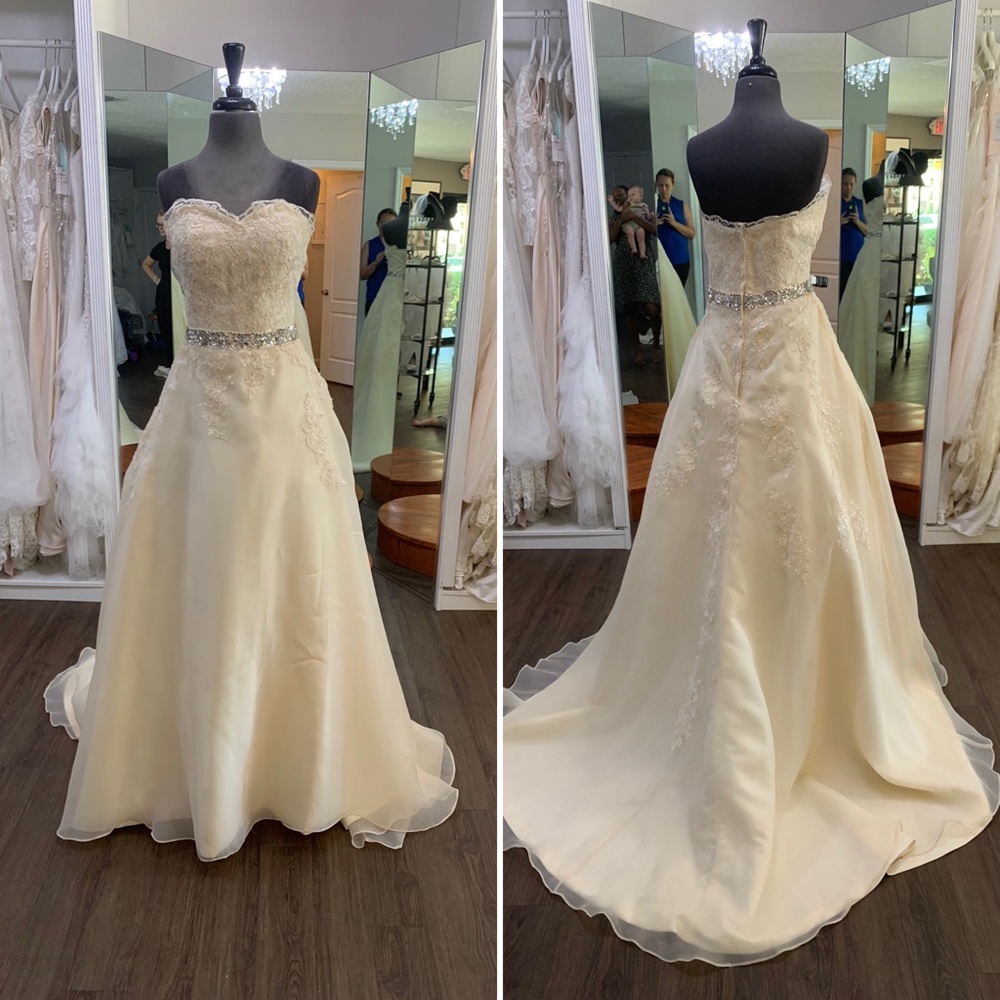 sweetheart Aline champagne ball gown wedding dress